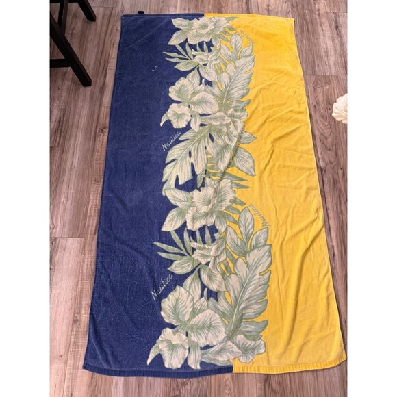 VTG 90s Nautica Tropical Floral Beach Towel " Cotton Poolside Preppy resort read - Picture 6 of 11